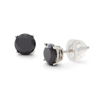 6mm Black Cubic Zirconia Stud Earrings in Sterling Silver