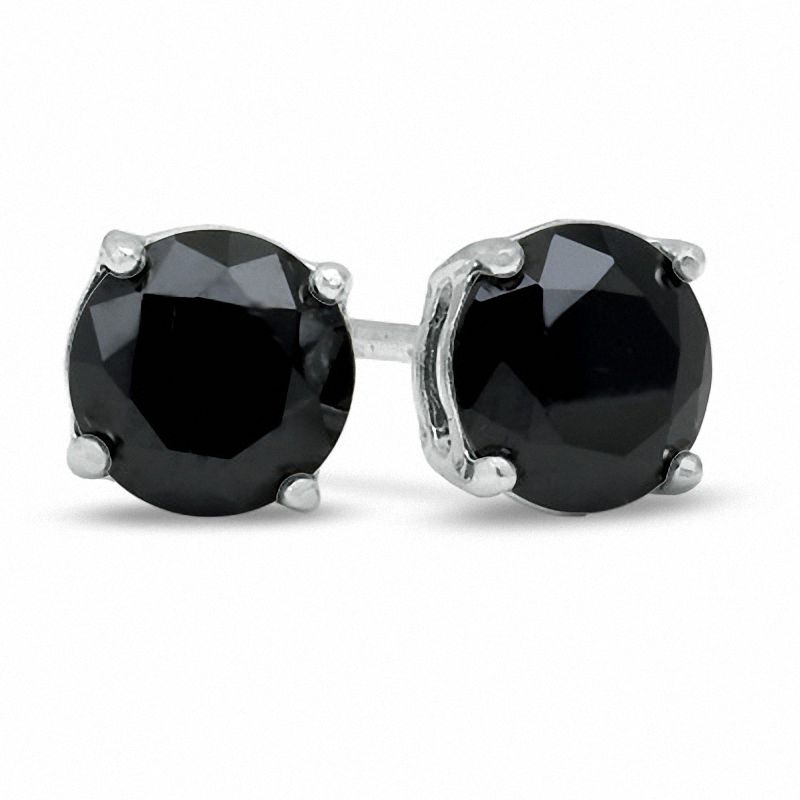 Black Cubic Zirconia Round Stud Earrings - 3MM, 4MM, 5MM