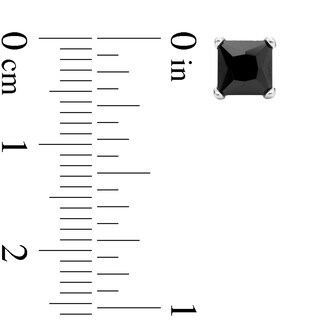 Solid Sterling Silver 5mm Princess-Cut Black CZ Solitaire Studs