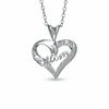 Thumbnail Image 1 of Cubic Zirconia Cursive "Mom" Heart Pendant in Sterling Silver