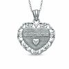 Thumbnail Image 1 of Diamond-Cut "Grandma" Filigree Frame Heart Pendant in Sterling Silver