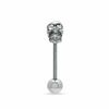 Thumbnail Image 1 of 014 Gauge Skull Barbell with Crystals in Stainless Steel