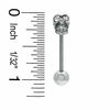 Thumbnail Image 2 of 014 Gauge Skull Barbell with Crystals in Stainless Steel