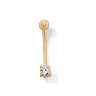 10K Solid Gold CZ 3 mm Curved Barbell - 16G 3/8"