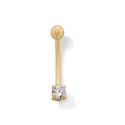 10K Solid Gold CZ 3 mm Curved Barbell - 16G 3/8"