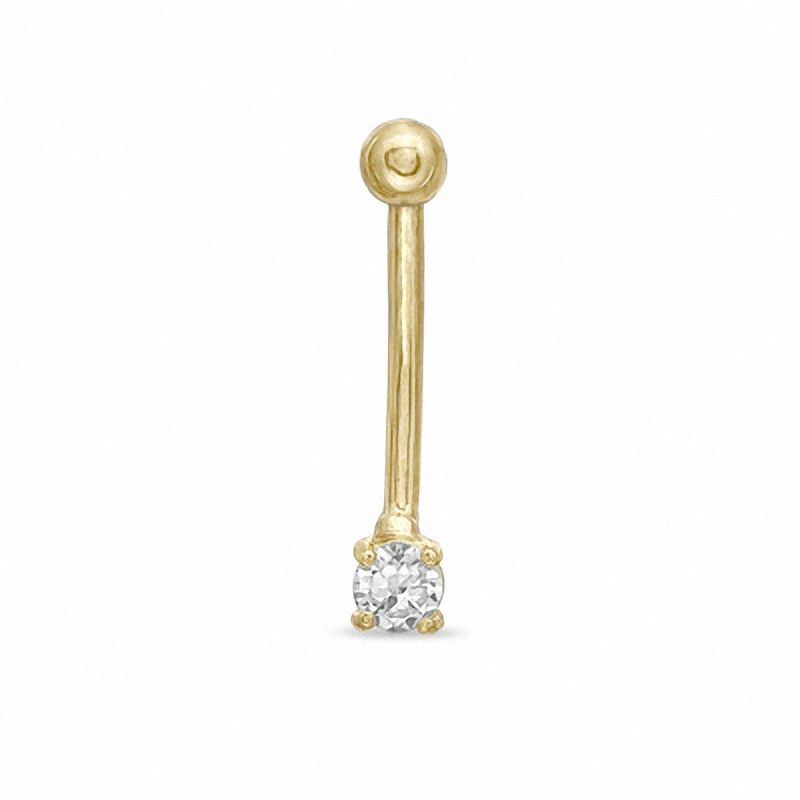 10K Solid Gold CZ 3 mm Curved Barbell - 16G 3/8"