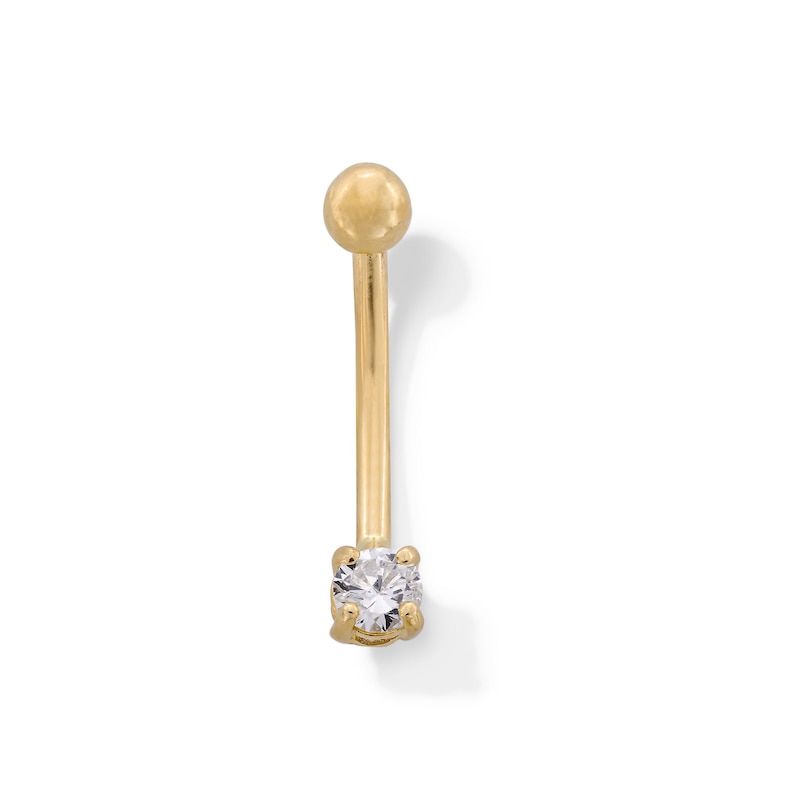 10K Solid Gold CZ 3 mm Curved Barbell - 16G 3/8"