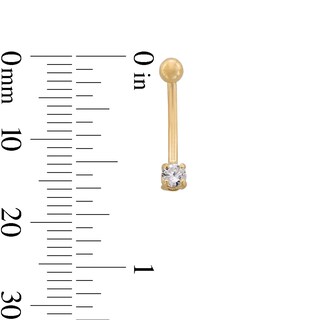 10K Solid Gold CZ 3 mm Curved Barbell - 16G 3/8"