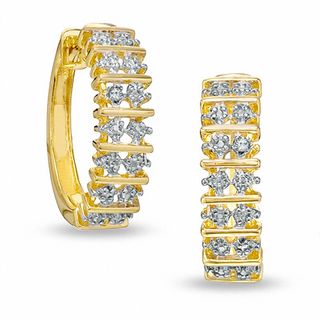 Diamond Accent Hoop Earrings in 18K Gold-Plated Sterling Silver
