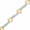 Thumbnail Image 1 of Diamond Accent Heart Link Bracelet in 18K Gold-Plated Sterling Silver - 7.5"