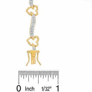 Diamond Accent Heart Link Bracelet in 18K Gold-Plated Sterling Silver - 7.5"