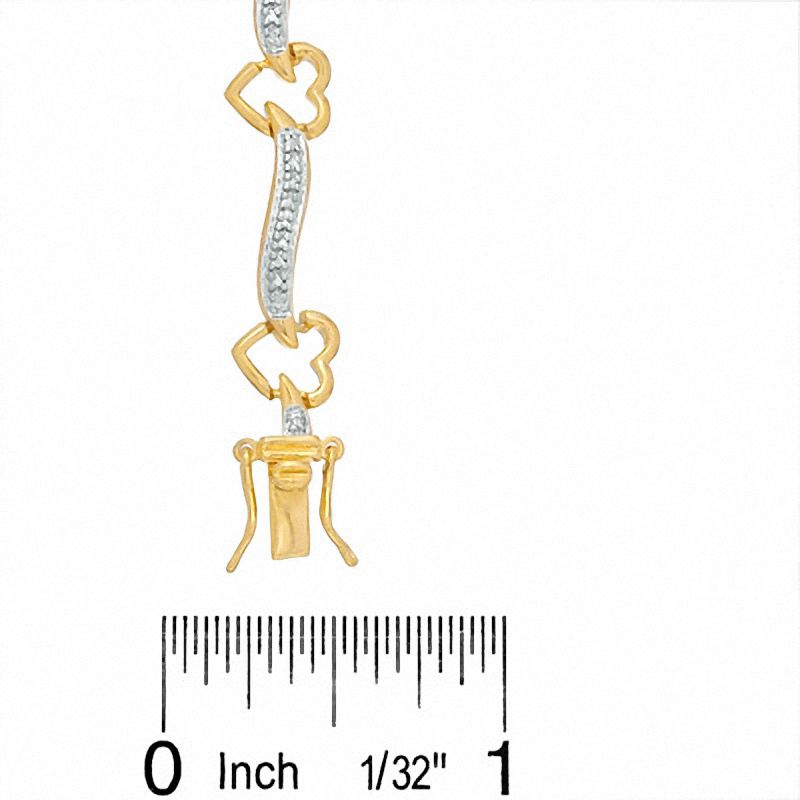 Main Image 3 of Diamond Accent Heart Link Bracelet in 18K Gold-Plated Sterling Silver - 7.5"