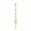 Thumbnail Image 1 of 014 Gauge Dangling Belly Button Ring with Cubic Zirconia in 10K Gold