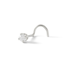 022 Gauge Diamond Accent Nose Stud in 14K Semi-Solid White Gold