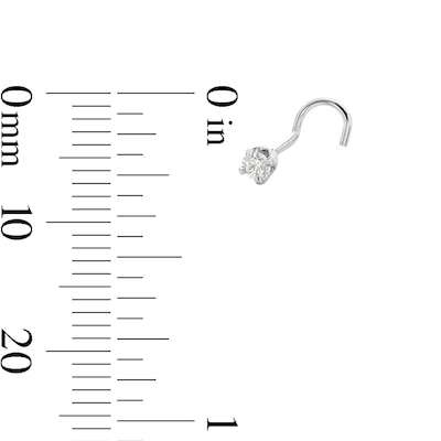 14K Semi-Solid White Gold Diamond Accent Screw Nose Stud - 22G