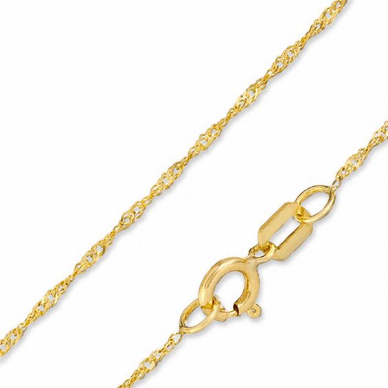 017 Gauge Singapore Chain Necklace in 10K Gold - 16"