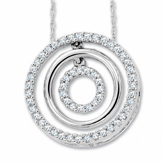 1/4 CT. T.W. Diamond Triple Circle Pendant in 10K White Gold