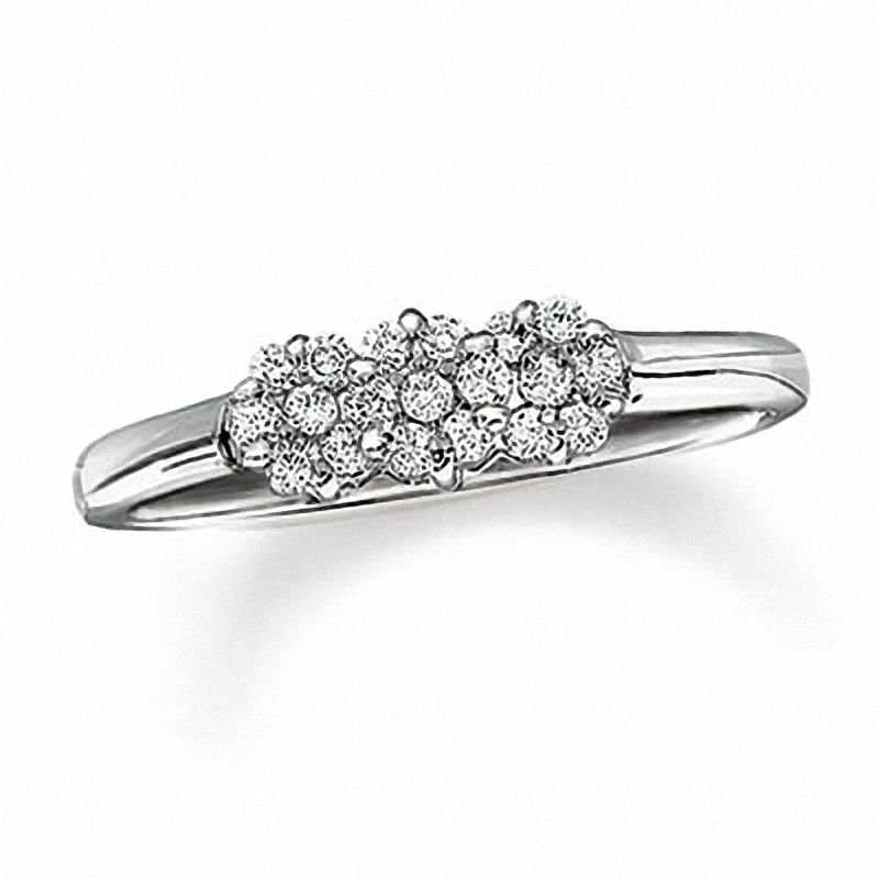 1/4 CT. T.W. Diamond Cluster Three-Flower Ring in 10K White Gold - Size 7