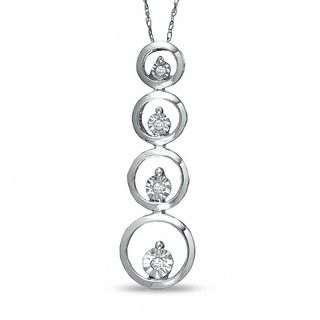 Journey Diamond Four Circle Pendant in 10K White Gold - 16"
