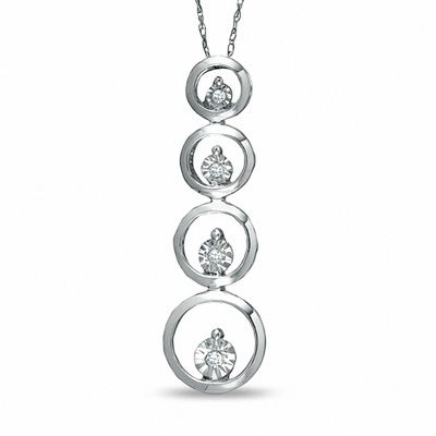 Journey Diamond Four Circle Pendant in 10K White Gold - 16"