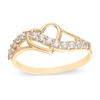 Thumbnail Image 0 of Heart and Wave Cubic Zirconia Ring in 10K Gold - Size 8.5