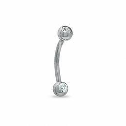 018 Gauge Curved Barbell with Crystals in Stainless Steel - 5/16&quot;