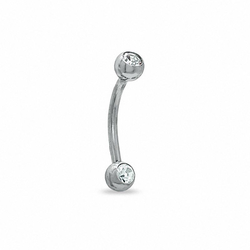 Main Image 1 of 018 Gauge Curved Barbell with Crystals in Stainless Steel - 5/16"