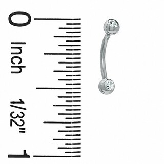 018 Gauge Curved Barbell with Crystals in Stainless Steel - 5/16"