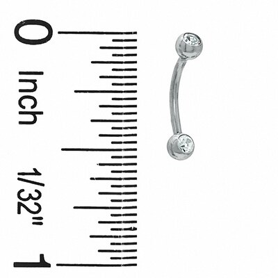 018 Gauge Curved Barbell with Crystals in Stainless Steel - 5/16"