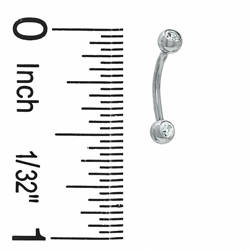 Main Image 2 of 018 Gauge Curved Barbell with Crystals in Stainless Steel - 5/16"