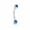 Thumbnail Image 1 of 018 Gauge Curved Barbell with Blue Crystals in Stainless Steel