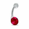 Thumbnail Image 0 of 014 Gauge Belly Button Ring with Fuschia Crystal in Stainless Steel