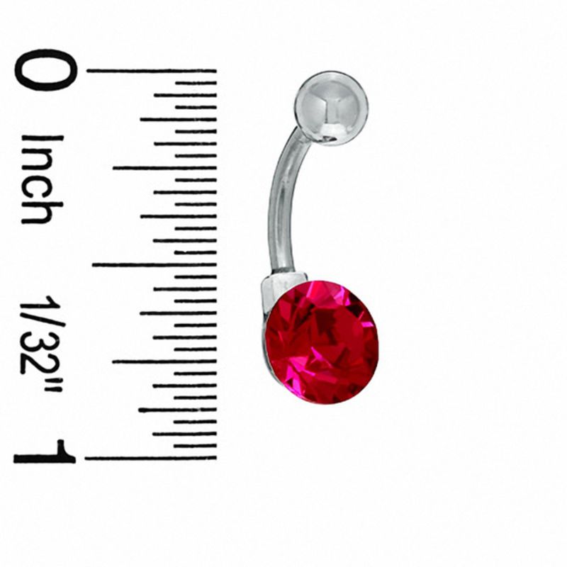 014 Gauge Belly Button Ring with Fuschia Crystal in Stainless Steel