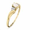 Thumbnail Image 1 of Oval Opal Twist Ring in 10K Gold with Diamond Accents - Size 7