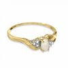 Oval Opal Twist Ring in 10K Gold with Diamond Accents - Size 7