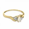 Thumbnail Image 2 of Oval Opal Twist Ring in 10K Gold with Diamond Accents - Size 7