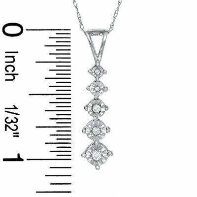 Journey Diamond Accent Five Stone Pendant in 10K White Gold - 16"