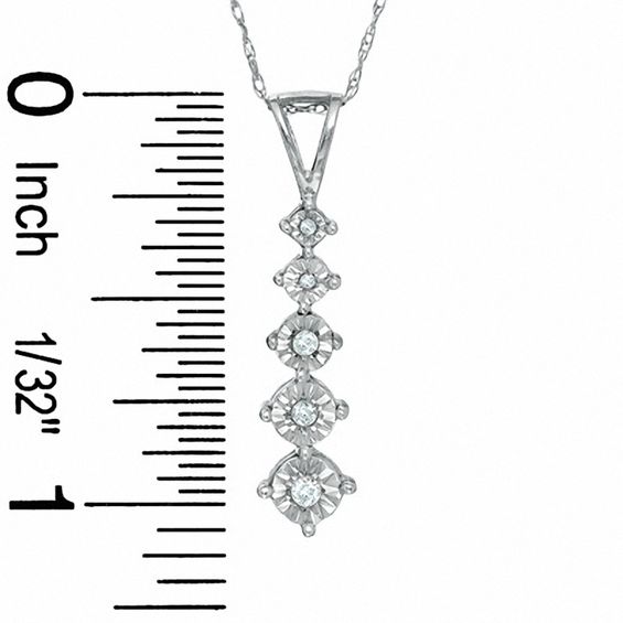 Journey Diamond Accent Five Stone Pendant in 10K White Gold - 16"