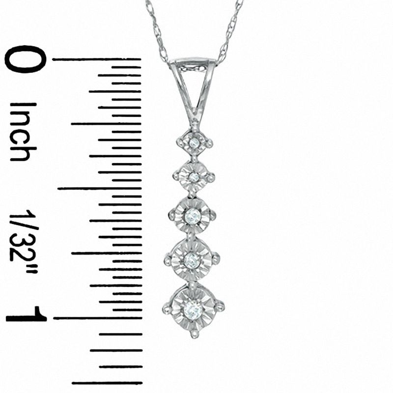 Main Image 2 of Journey Diamond Accent Five Stone Pendant in 10K White Gold - 16"