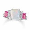 Thumbnail Image 0 of Opal and Lab-Created Pink Sapphire Ring in 10K White Gold