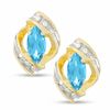 Thumbnail Image 1 of Marquise Blue Topaz Earrings in 10K Gold with Diamond Accents