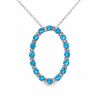 Blue Topaz Oval Pendant in 10K White Gold with Diamond Accents