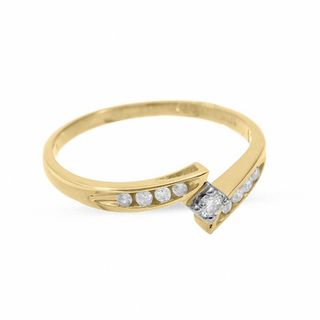 1/7 CT. Diamond Solitaire Bypass Ring in 10K Gold with Diamond Accents - Size 7