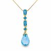 Thumbnail Image 1 of Blue Topaz Briolette Drop Pendant in 10K Gold with Diamond Accents