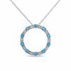 Thumbnail Image 1 of Blue Topaz Circle Pendant in 10K White Gold with Baguette Diamond Accents