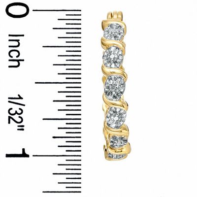 Diamond Accent "S" Hoop Earrings in 18K Gold-Plated Sterling Silver