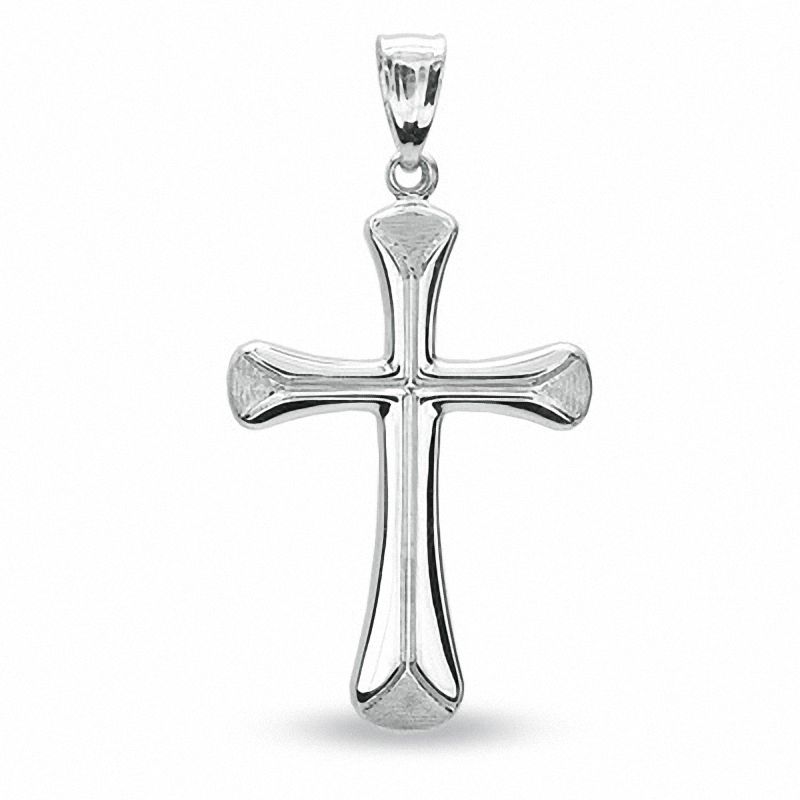 Main Image 1 of Flare Cross with Satin Tips in 14K White Gold