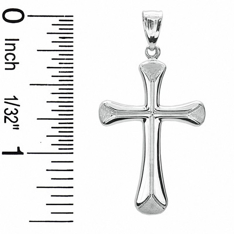 Flare Cross with Satin Tips in 14K White Gold