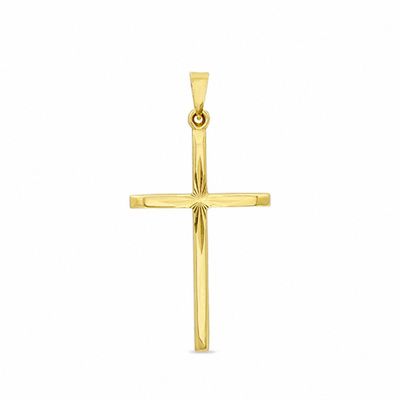 Diamond-Cut Cross Charm in 14K Gold