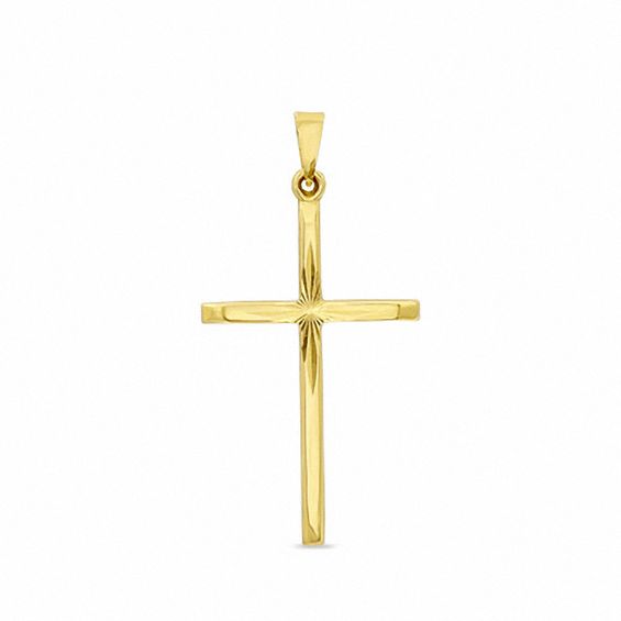 Diamond-Cut Cross Charm in 14K Gold